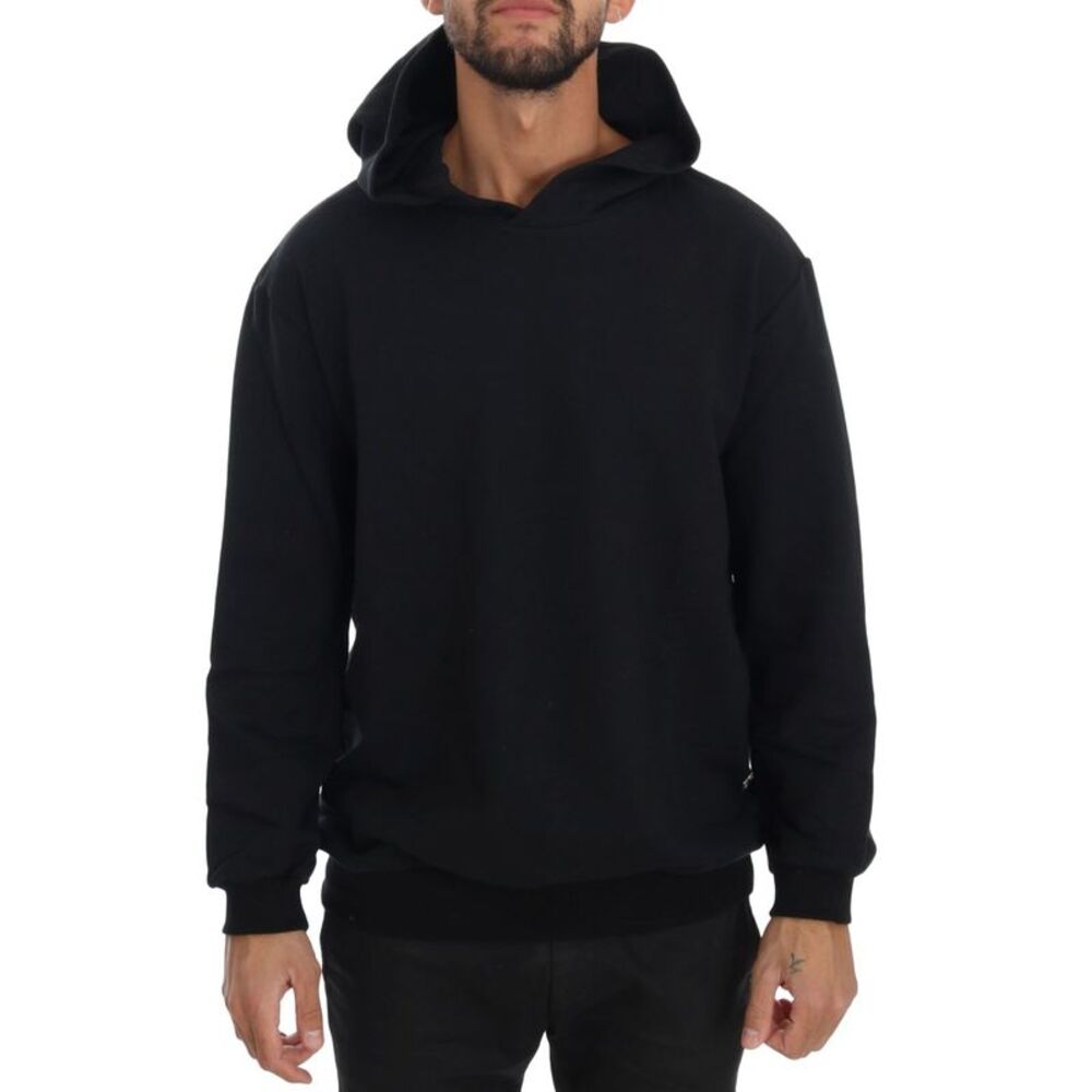Daniele Alessandrini Black Gym Casual Hooded Cotton Men's Sweater